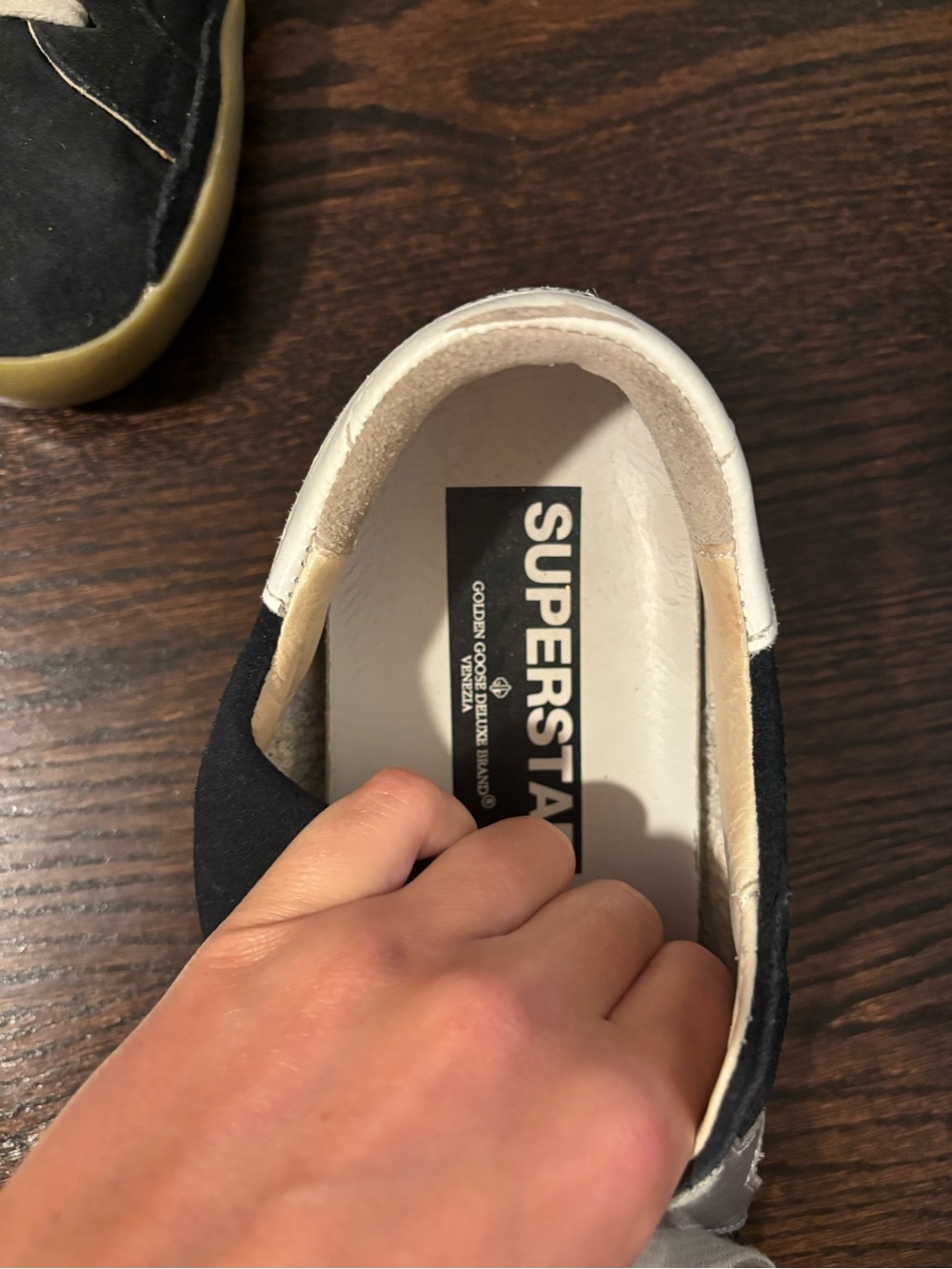 Golden Goose-Style Women’s Navy Suede Sneakers with Cream Laces - Picture 4 of 4